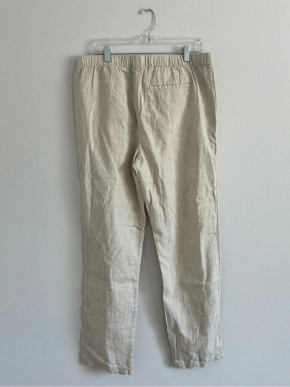 H&M Men’s Light Beige Drawstring Linen-Blend Pants Size M Regular Fit